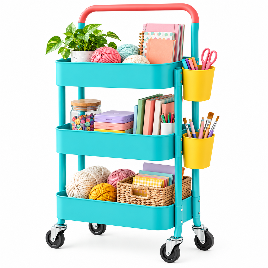 Ambriven™ 3-Tier Utility Cart with Side Cups