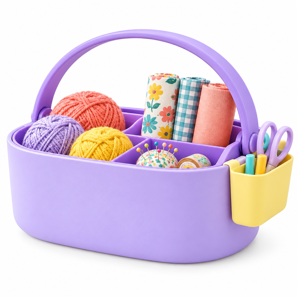 Colorful Divided Storage Caddy with Carry Handle