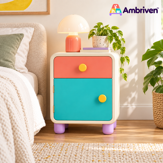 Ambriven™ Colorblock Drawer & Door Nightstand