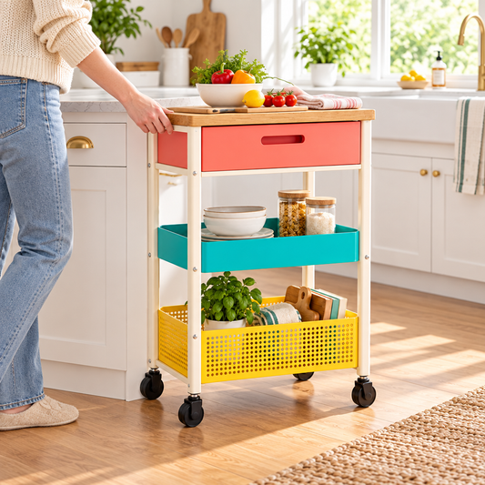 Ambriven™ Colorblock Kitchen Storage Cart