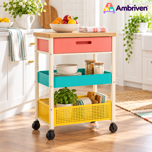 Ambriven™ Colorblock Kitchen Storage Cart