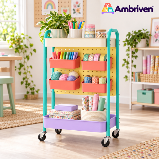 Ambriven™ Pegboard Craft Storage Cart
