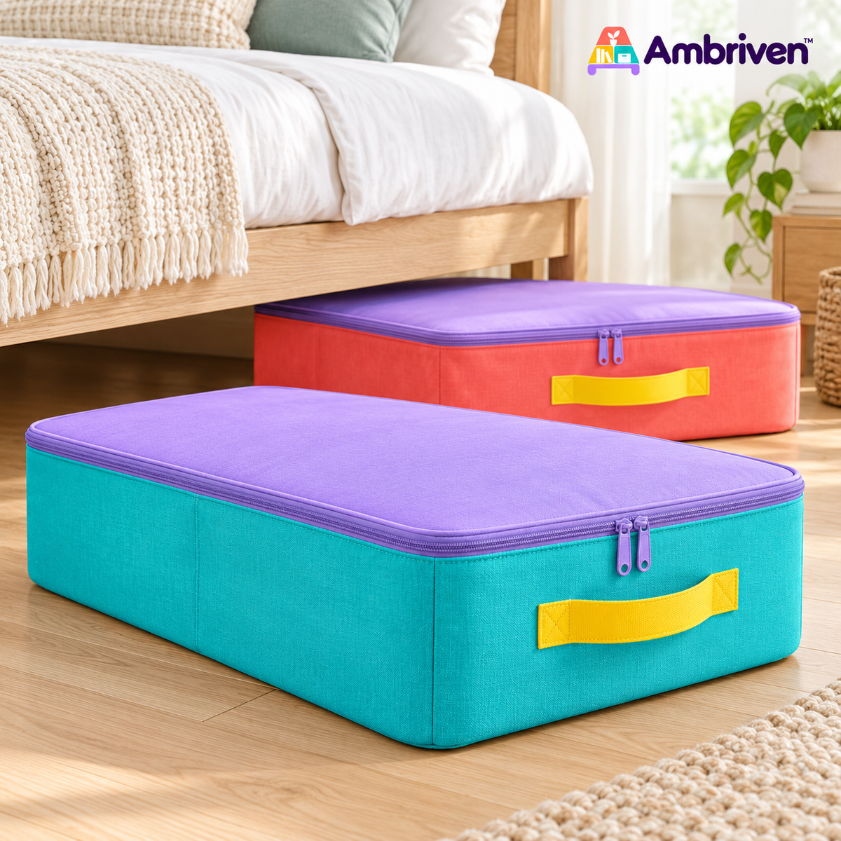 Colorful Zippered Underbed Storage Bags – Set of 2