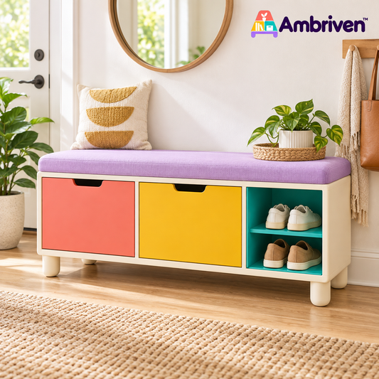Ambriven™ Colorblock Shoe Storage Bench
