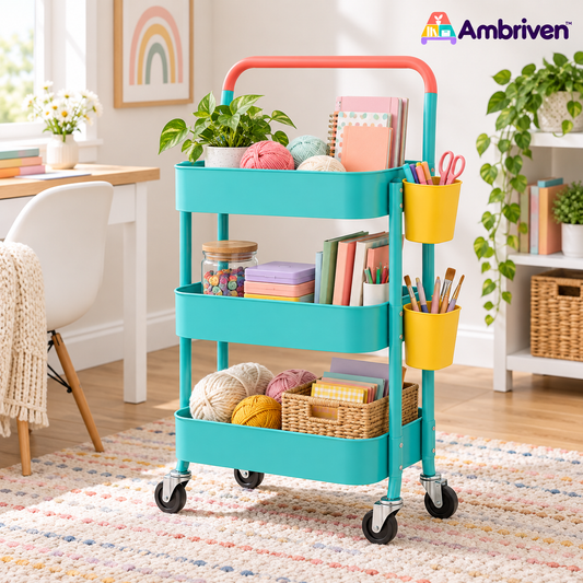Ambriven™ 3-Tier Utility Cart with Side Cups