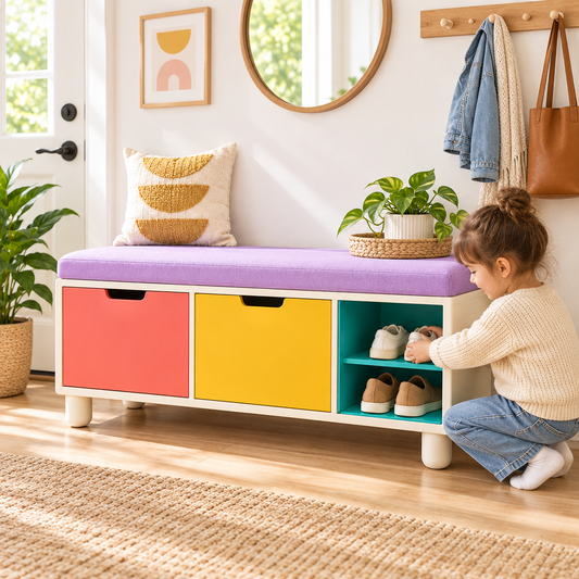 Ambriven™ Colorblock Shoe Storage Bench