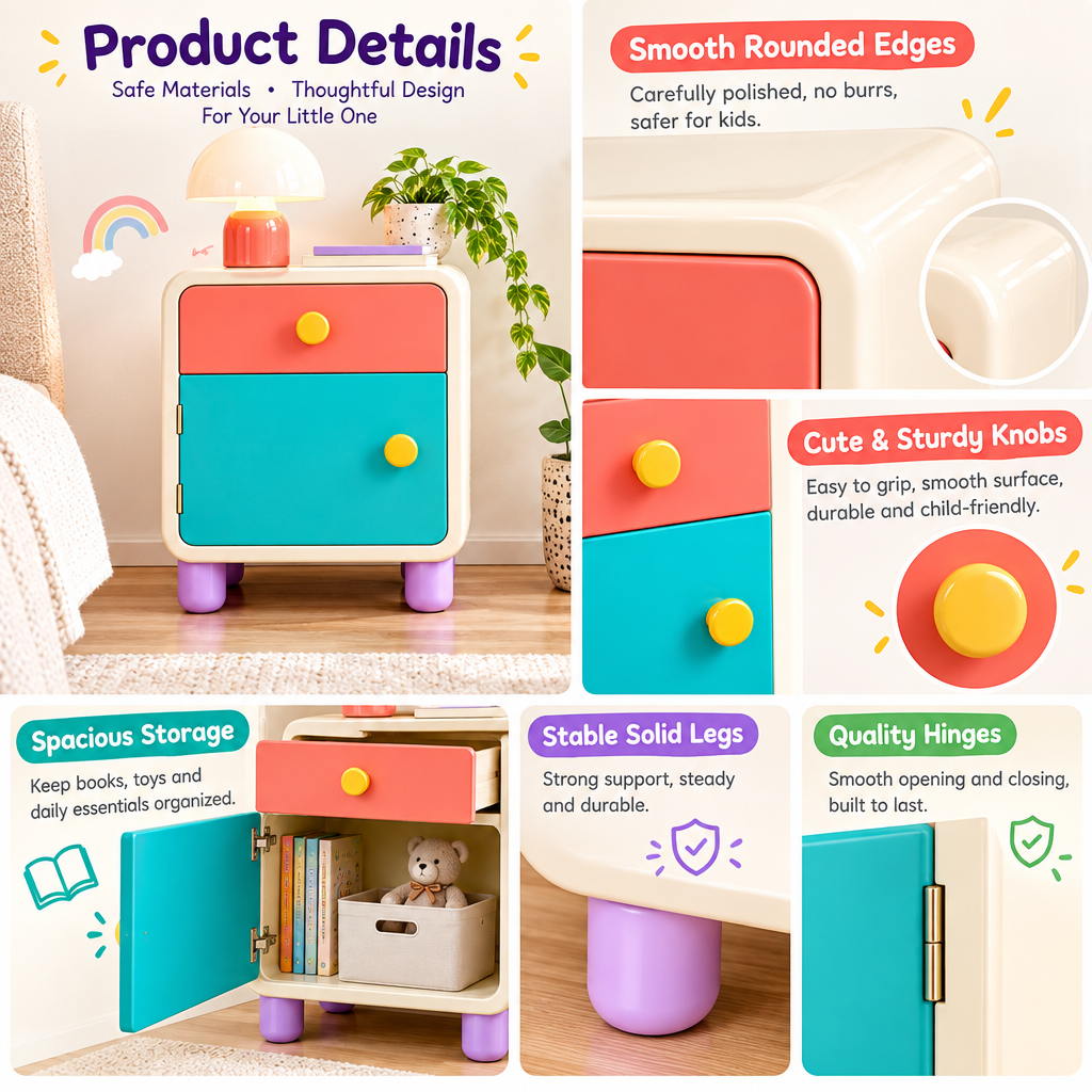 Ambriven™ Colorblock Drawer & Door Nightstand