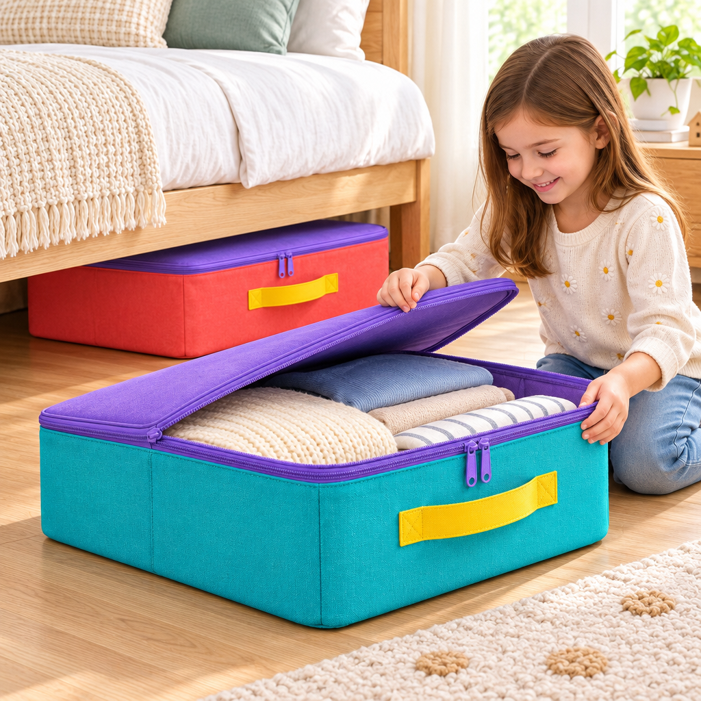 Colorful Zippered Underbed Storage Bags – Set of 2