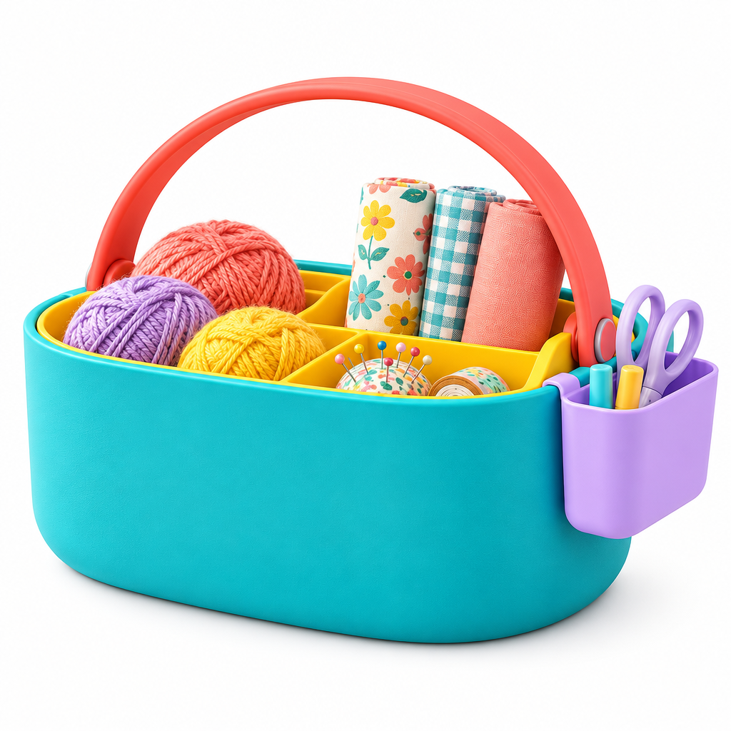 Colorful Divided Storage Caddy with Carry Handle