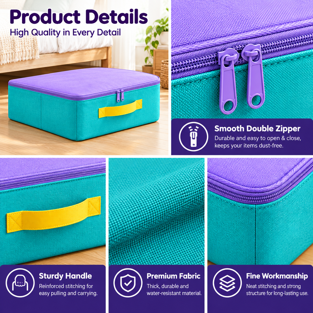 Colorful Zippered Underbed Storage Bags – Set of 2