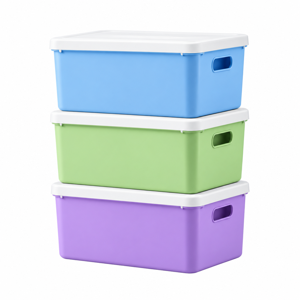 Colorful Stackable Storage Bins with Lids – Set of 3