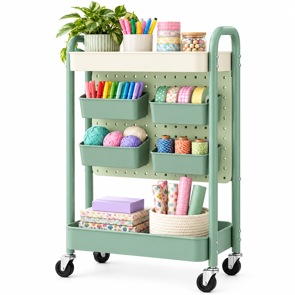 Ambriven™ Pegboard Craft Storage Cart