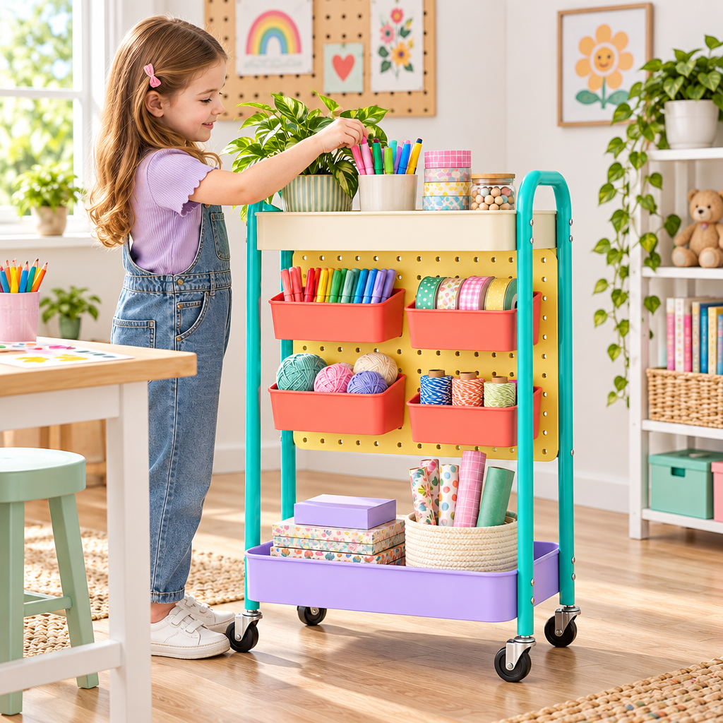 Ambriven™ Pegboard Craft Storage Cart