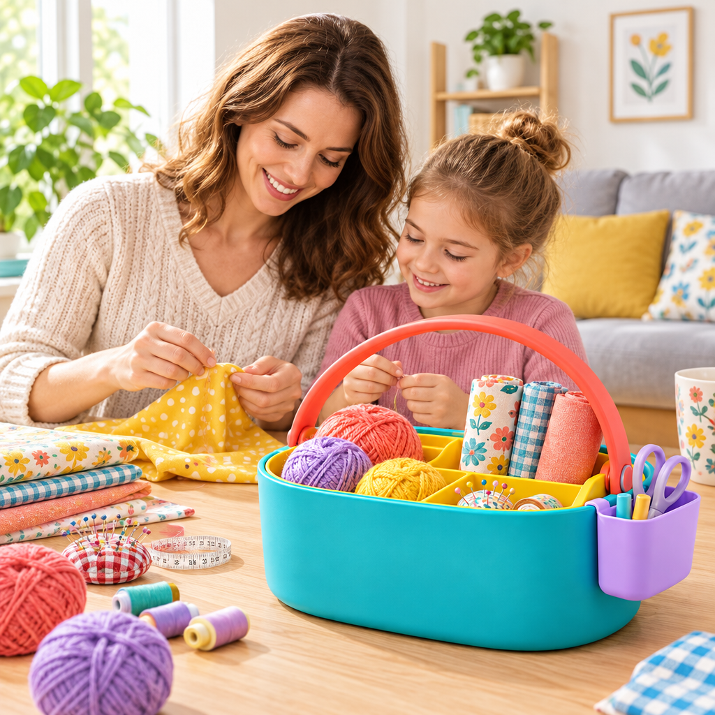 Colorful Divided Storage Caddy with Carry Handle