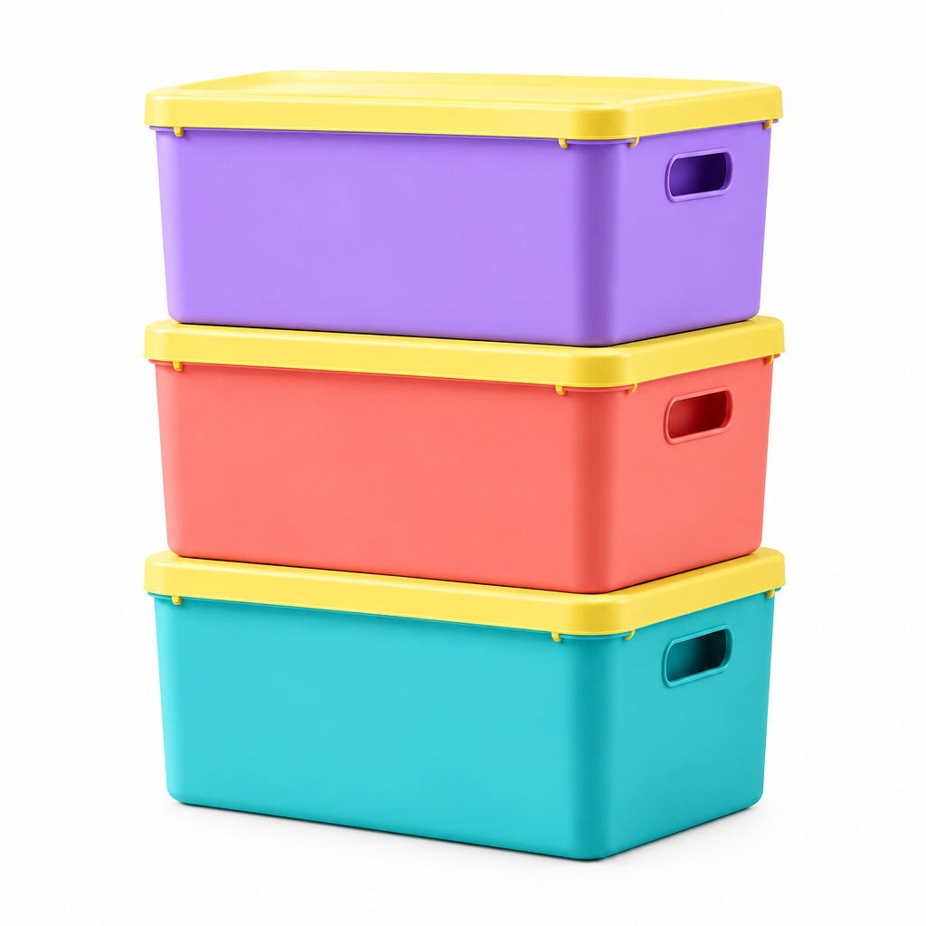 Colorful Stackable Storage Bins with Lids – Set of 3