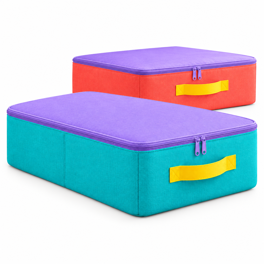 Colorful Zippered Underbed Storage Bags – Set of 2