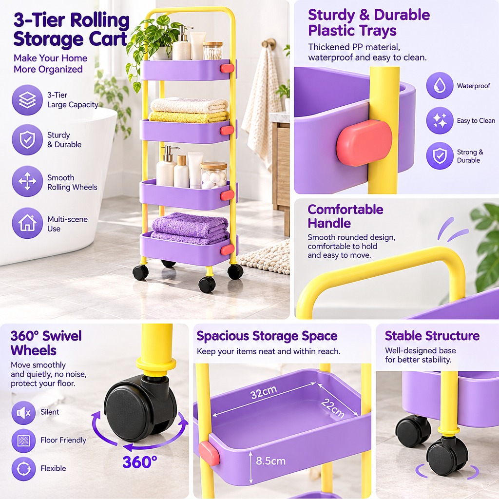Ambriven™ Slim 4-Tier Bathroom Storage Cart